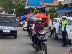 Satlantas Polres Bengkulu Selatan Gelar Gatur Lalin di Pasar Tumpah Kota Manna