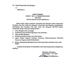 BPHTB Gratis Dirasakan Warga Kota Bengkulu